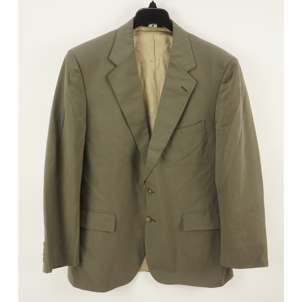 Vintage Polo University Ralph Lauren Mens 44R Green Woven Wool Sport Coat Jacket
